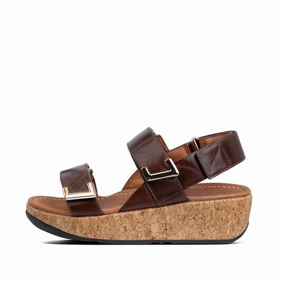 Fitflop Remi Adjustable Leather - Sandalen Damen - Schokolade Braun (DHU361254)